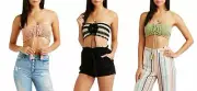 Charlotte Russe Lace Up Macrame Tube Top Color Black, Peach or Green