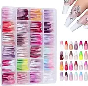 Artificial Fake Nails, Stick- Nails, 288 Pieces Fake Nails, Full Set Artificial Nails, Fake Nails for Girls, Stick- Nails for Women, False Nails for Women, French Nails for Girls