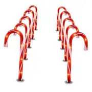Candy Cane Lights - 10 Pack Candy Cane Pathway Lights, 10" 10 inch Red