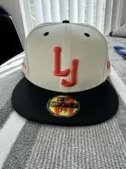 Larry June Fitted New Era Hat 7 1/2 White And Black