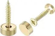 sourcing map 4Pcs Brass Decorative Screws with Caps, 12 mm Mirror Screws Cover Self-Tapping Screws for Furniture Fixing, Gold