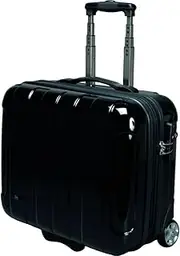 Compass Business Trolley with Combination Lock, Black, 44 cm, 4L, Polycarbonate, 4 Wheels, Laptop Compartment