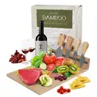 Bamboo Cheese Cutting Board & Knife Set Wooden Serving Boards & Cheese Knives