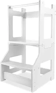 HTDYK Learning Tower, Multifunctional Detachable Kids Kitchen Step Stool, Wooden Child Standing Tower for Toddlers