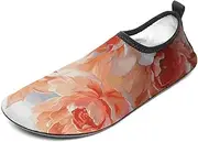 [BTCOWZRV] Water Shoes for Women Men Peach Peony Water Sports Shoes Slip-on Breathable Lightweight Athletic Aqua Sock