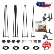 Sleek Black 30-Inch Hairpin Table Legs with Rubber Feet - Perfect for Any Table