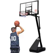 Portable Basketball Hoop Stand System Ring Backboard Adjustable Height Nylon Net
