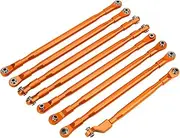 1/6 RC Rod Link Linkage Set, RC Car Pull Rod Linkage Set with Sway Bar, Aluminum Front Suspension Upgrade for Axial SCX6 JLU (Orange)