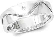 [JewelryWeb] 925 Sterling Silver Solid Back Polished CZ Simulated Diamond Ring Band Style-Ring for Women