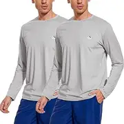 [Wildbreath] Men’s UPF 50+ Lightweight Long Sleeve Casual T-Shirt Quick Dry UV Sun Protection for Outdoor Beach Hiking Fishing Exercise