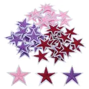 5Star Iron Patches Embroidered Sew Patch Appliques Red, Pink, Purple 50pcs
