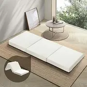 Bedra Folding Mattress with Remoable Boucle Cover Trifold Portable Foldable Mattress Cushion Single 80 x 190 x 10cm