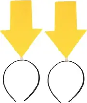 TOVINANNA 2pcs Arrow Headband Halloween Hair Hoop Arrow Down Hair Band Funny Arrow Boppers Funny Party Headband with Arrowhead Creative Headpiece Funny Photo Props Yellow