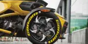 Permanent Stickers TIRE LETTERING RYKER Can-am 3 X TIRES 1.00" Yellow logo White