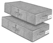 Under Bed Storage, 2 Pack Underbed Storage Container Bags With Lid, Grey