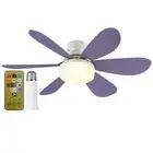 Ceiling Fan LED Lamp E27 Socket Fan Light Remote 42cm (Purple Crystal Shell) Hot
