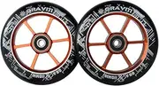 CLAS FOX One Pair 110mm Pro Stunt Scooter Wheels ABEC-9 Bearings CNC Metal Core Graviti(2pcs) (Black-Orange)