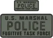 U S MARSHAL POLICE F TASK FORCE EMB PATCH4.75X11 HOOK ON BACK /gray/blk