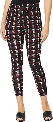 Nina Leonard High Tech Crepe Printed Legging Houndstooth S NEW (340)