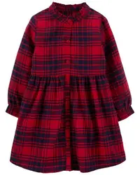 在飛比找Yahoo!奇摩拍賣優惠-MIABABY 美國童裝 Oshkosh 女寶寶紅色格子洋裝