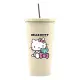 小禮堂 Hello Kitty 不鏽鋼吸管杯 750ml (米黃老鼠蝴蝶結款)