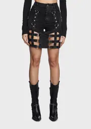 [Punk Rave] Distressed Detachable Two-Way Pantskirt