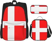 [CADREWY] Denmark Danish Flag Print Travel Bag Adjustable Shoulder Straps Lunch Bag Pencil Case Large Capacity Bag, Black, One Size