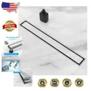 Modern 12-Inch Tile Insert Linear Shower Drain - Rust-Resistant Stainless Steel
