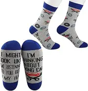 [CMNIM] Car Mechanic Socks Car Maintenance Gifts I'm Thinking About Fixing Cars Novelty Socks for Men Funny Auto Mechanic Gift