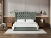 My Style Winged Headboard & Slimline Base - King / Seaglass / Gas Lift Base