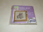 Floral Bear Cross Stitch Kit with Frame - New