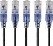 Monoprice 5-Pack, SlimRun Cat6A Ethernet Network Patch Cable, 10G - 7ft Black