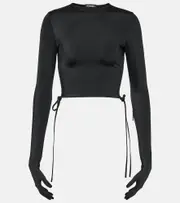 [Vetements] Vetements Tie-waist jersey crop top AU 10 black