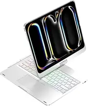 360° Rotation Keyboard Case for iPad 11th(A16,2025)，iPad 10th Gen，iPad Air 11" (M3/M2,2025/2024)/Air 5th/4th 10.9"，iPad Pro 11" (4th-1st Gen), Touchpad Foldable Keyboard with 7-Colors Backlit -Silver