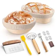 Sourdough Bread Baking Supplies, 9” Round & 10” Oval Bread Proofing Basket Se...
