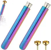 TOCCOOL Electroplated Stainless Steel Cigar Tube Flask with Funnel, Portable Waterproof Liquor Flask, Airtight Travel Metal Ice Cooler Pipe for Travel and Summer Comfort (Multicolor 2Pcs)