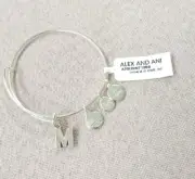 Alex and Ani Initial Letter "M" Charm Adjustable Shiny Silver Bracelet NEW!