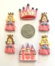 50PC BULK LOT SALE FAIRYTALE PRINCESS CROWN FLATBACK RESIN FOR HAIRBOW CENTER