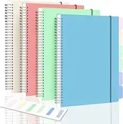 Spiral Notebook, Wide Ruled Notebook Journal, 8.5" x 11" Lined Journal Notebook Pack, A4 Large Subject Notebook for School, Work, Notes, 560 Thick Paper, 24pcs Index Tabs, Assorted Pastel Notebook