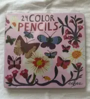 24 Color Pencils - Butterflies and Flowers Design - eeBoo - Condition: New