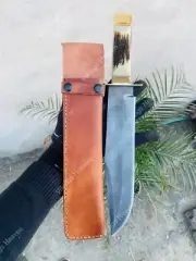 Forged Stag Knife Handmade High Carbon Steel Knife Survival Knife with Sheath