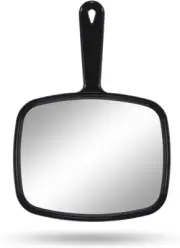 (Black) - Gladmart Hand Mirror Salon Barber Hairdressing Handheld Mirror with Ha