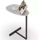 ANYHI Oval C Shaped Side Table for Small Space, Modern Couch End Table with M...