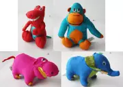 4X RARE VINTAGE 90'S AGFA STUFFED ANIMALS PLUSH HIPPO ELEPHANT HONG KONG NEW !