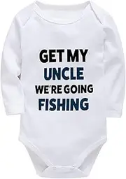 [WOOYONGING] Get My Uncle We're Going Fishing Infant Coming Home Outfit Girl Long Sleeve Bring Baby Home Outfit Newborn for Bo