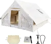 Inflatable Canvas Tents for Camping | 2-8 Person Gonflable Large Air Yurt Tents, Easy Setup/Waterproof/Breathable Outdoor Oxford Canvas Teepee Tents 4-Season for Family Camping Hiking