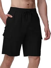 [TBMPOY] Men's Cargo Shorts Casual Work Cotton Drawstring Elastic Waist Stretch Summer Short for Men with 5 Pockets