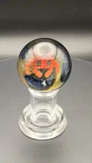 Robin Moore Space Invader Handblown Glass Marble Signed Dated 2011. UV-Reactive!