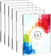 ADColor 6Pack Clear Acrylic Sign Holder 5x7“ Wall Mount, Vertical Plexiglass Poster Document Ad Paper Display Holder with Mounting Tape, Plastic Certificate Picture Frame Set for Door Window Wall