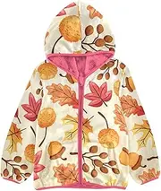 [GuoChe] Sherpa Lined Toddler Hoodie Happy Thanksgiving Autumn Gold Orange Toddler Girl Winter Coat Peach Girl Zip Up Jacket